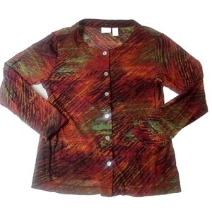 Chico's Multicolor Abstract Button-Up Top